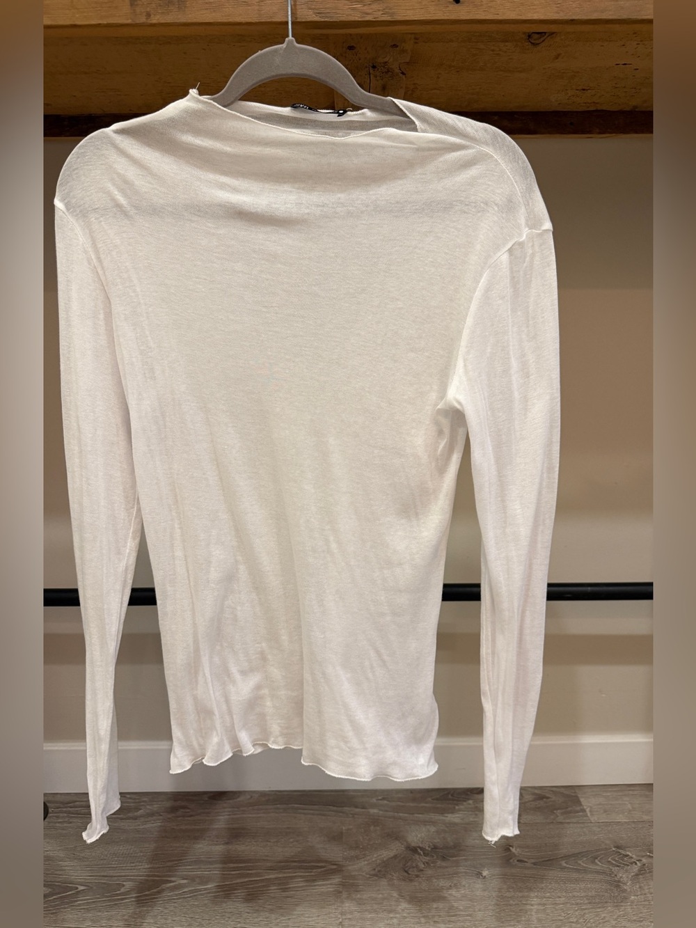 Sheer White Zara Long Sleeved T-Shirt (L)